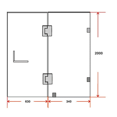 100 x 200cm Wall to Wall Frameless Shower Screen 10mm Glass By Della Francesca