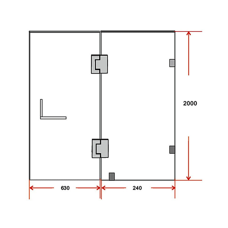 90 x 200cm Wall to Wall Frameless Shower Screen 10mm Glass By Della Francesca
