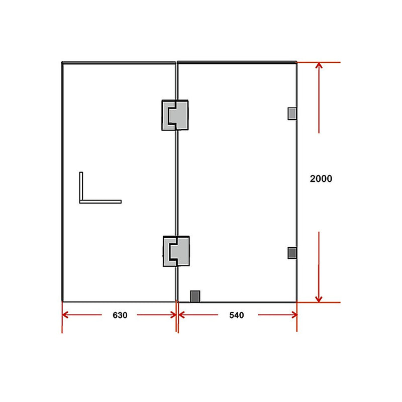 120 x 200cm Wall to Wall Frameless Shower Screen 10mm Glass By Della Francesca