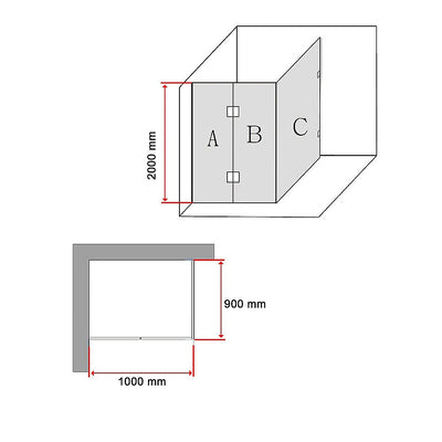 1000 x 900mm Frameless 10mm Glass Shower Screen By Della Francesca