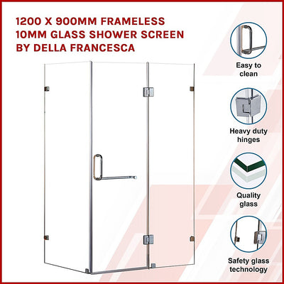 1200 x 900mm Frameless 10mm Glass Shower Screen By Della Francesca