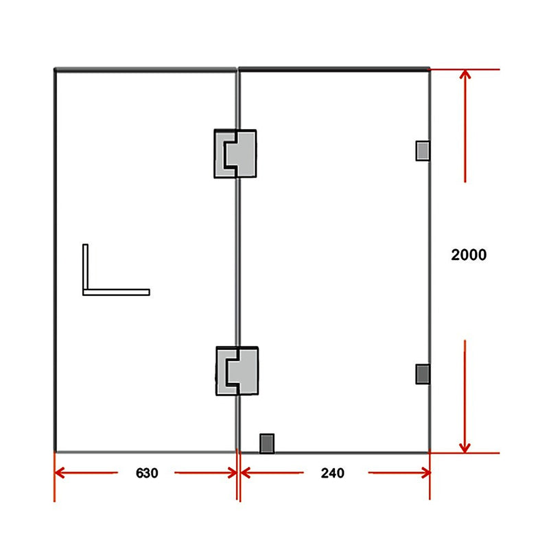 90 x 200cm Wall to Wall Frameless Shower Screen 10mm Glass By Della Francesca