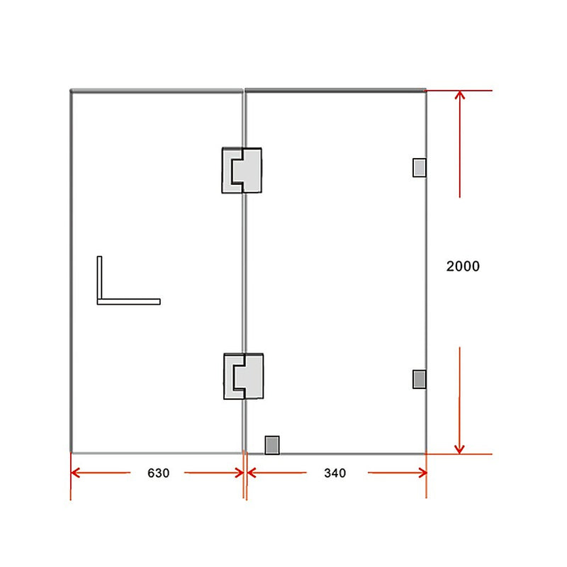 100 x 200cm Wall to Wall Frameless Shower Screen 10mm Glass By Della Francesca