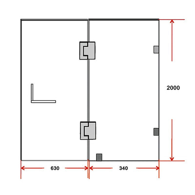 100 x 200cm Wall to Wall Frameless Shower Screen 10mm Glass By Della Francesca