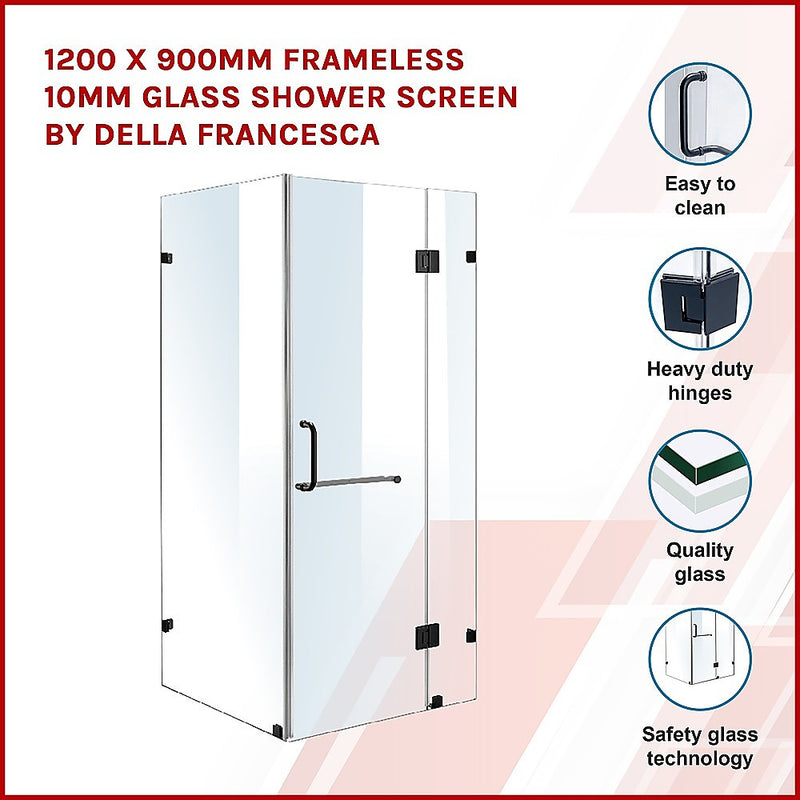 1200 x 900mm Frameless 10mm Glass Shower Screen By Della Francesca