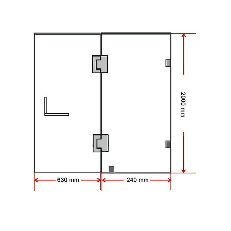 90 x 200cm Wall to Wall Frameless Shower Screen 10mm Glass By Della Francesca