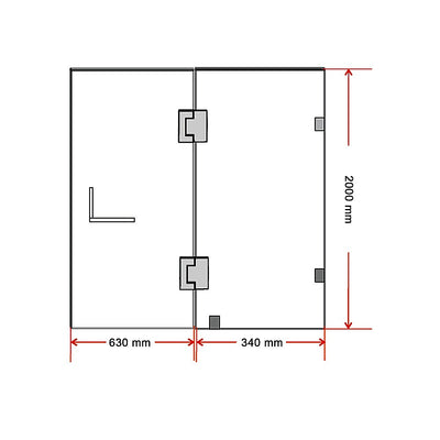 100 x 200cm Wall to Wall Frameless Shower Screen 10mm Glass By Della Francesca