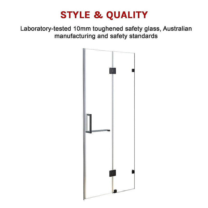 110 x 200cm Wall to Wall Frameless Shower Screen 10mm Glass By Della Francesca