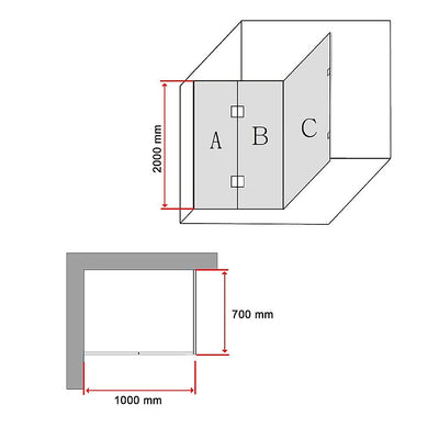 1000 x 700mm Frameless 10mm Glass Shower Screen By Della Francesca