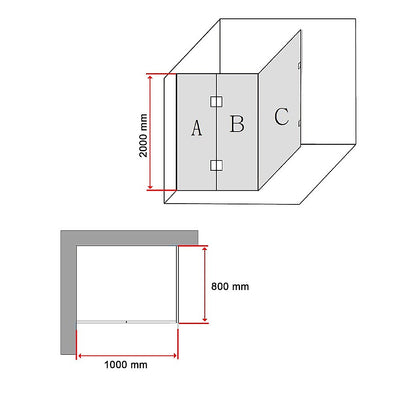 1000 x 800mm Frameless 10mm Glass Shower Screen By Della Francesca