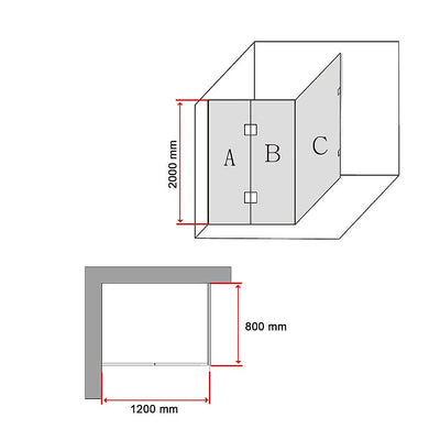 1200 x 800mm Frameless 10mm Glass Shower Screen By Della Francesca