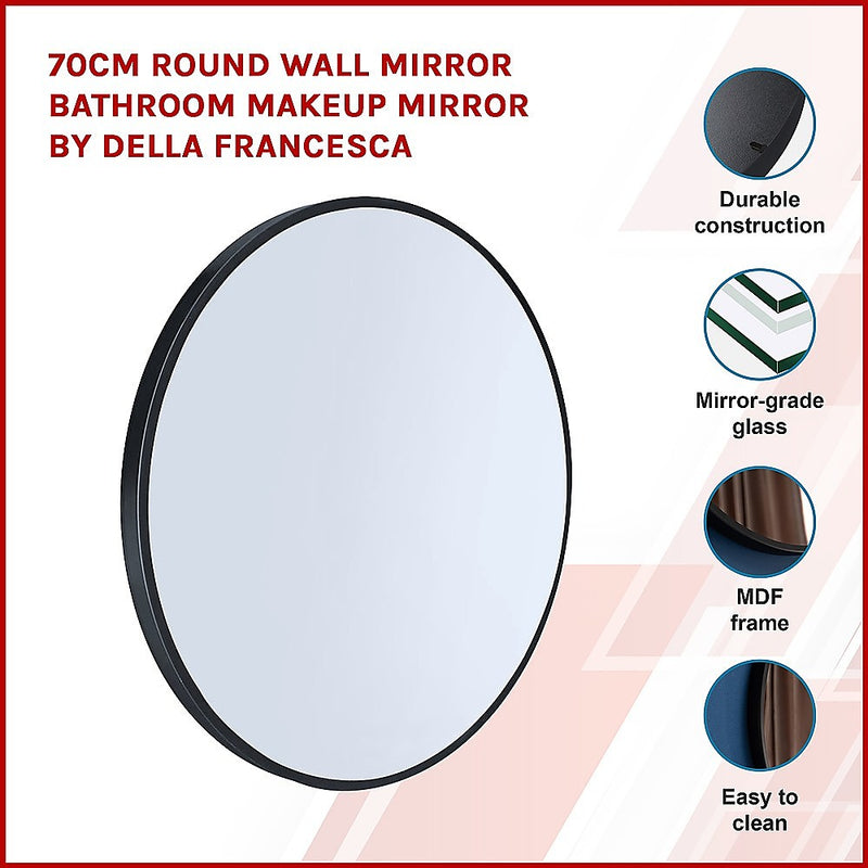 70cm Round Wall Mirror Bathroom Makeup Mirror by Della Francesca