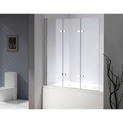 3 Fold Chrome Folding Bath Shower Screen Door Panel 1300mm x 1400mm