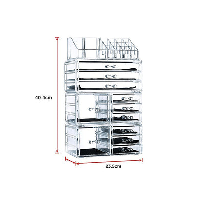 11 Drawers Clear Acrylic Tower Organiser Cosmetic jewellery Luxury Storage Cabinet