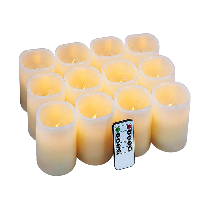 Flameless Candles LED Candles Set of 12 Battery Flickering Bulb with Remote