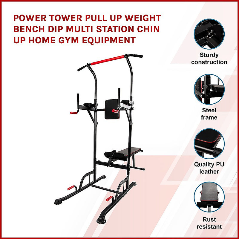 Power Tower Pull Up Weight Bench Dip Multi Station Chin Up Home Gym Equipment