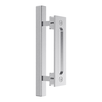 12" Square Pull and Flush Door Handle Set Stainless Steel Barn Door Hardware