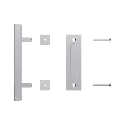 12" Square Pull and Flush Door Handle Set Stainless Steel Barn Door Hardware