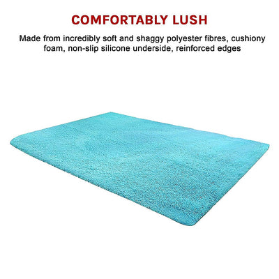 230x160cm Floor Rugs Large Shaggy Rug Area Carpet Bedroom Living Room Mat - Turquoise