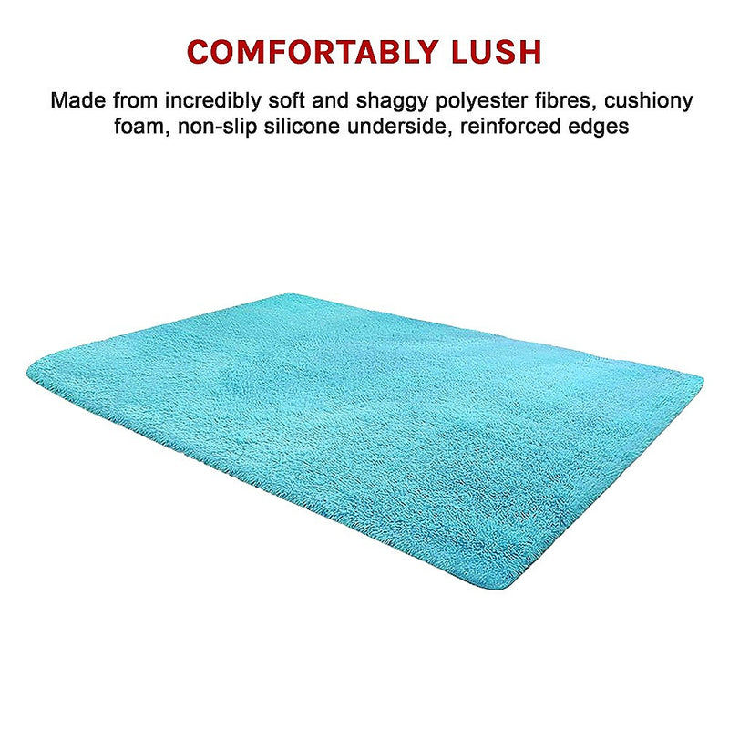 230x160cm Floor Rugs Large Shaggy Rug Area Carpet Bedroom Living Room Mat - Turquoise