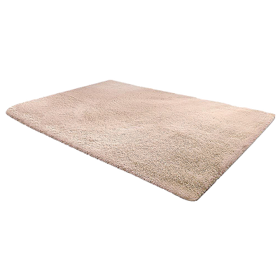 230x160cm Floor Rugs Large Shaggy Rug Area Carpet Bedroom Living Room Mat - Beige