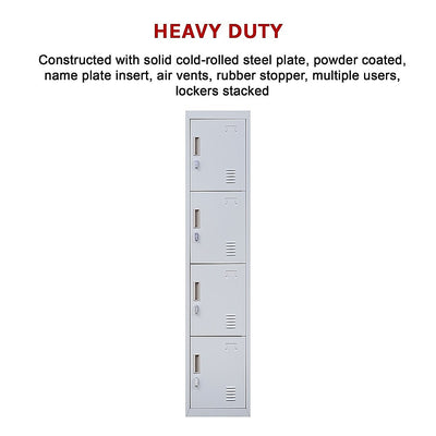 4-Door Vertical Locker for Office Gym Shed School Home Storage