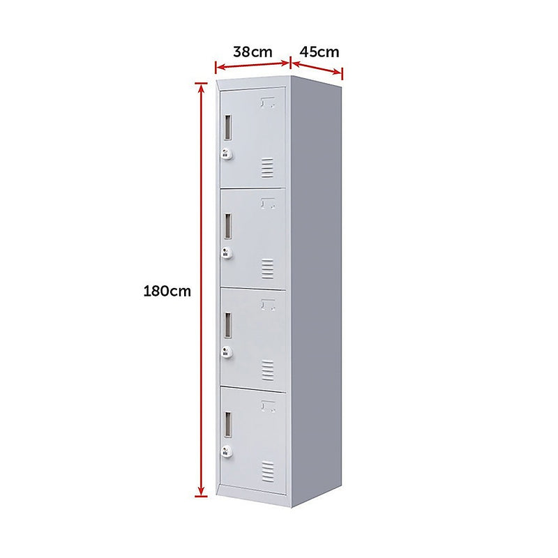 4-Door Vertical Locker for Office Gym Shed School Home Storage