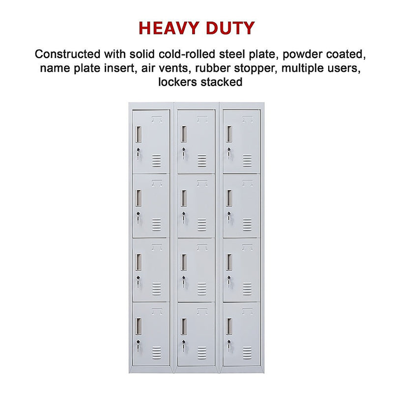 12-Door Locker for Office Gym Shed School Home Storage