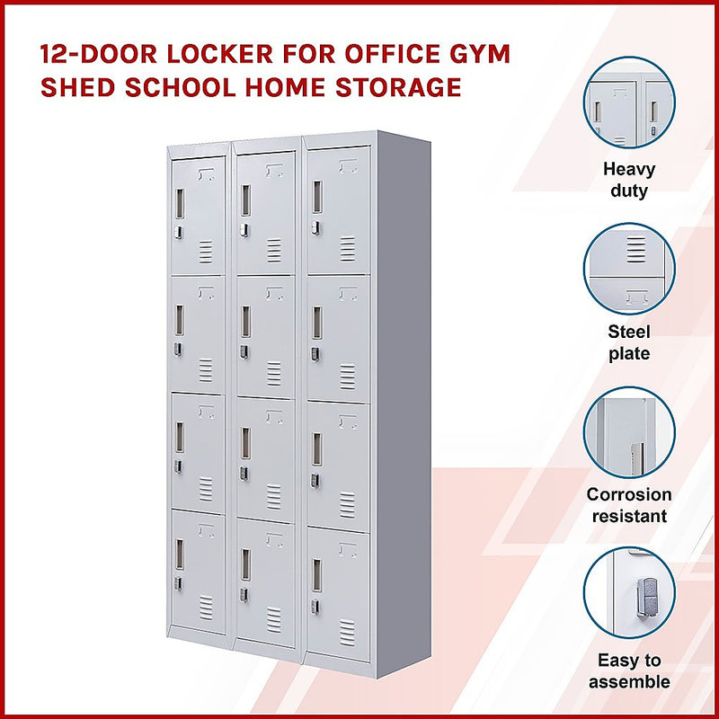 12-Door Locker for Office Gym Shed School Home Storage