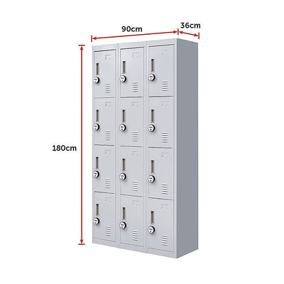 12-Door Locker for Office Gym Shed School Home Storage