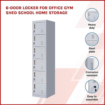 6-Door Locker for Office Gym Shed School Home Storage