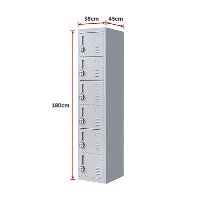 6-Door Locker for Office Gym Shed School Home Storage