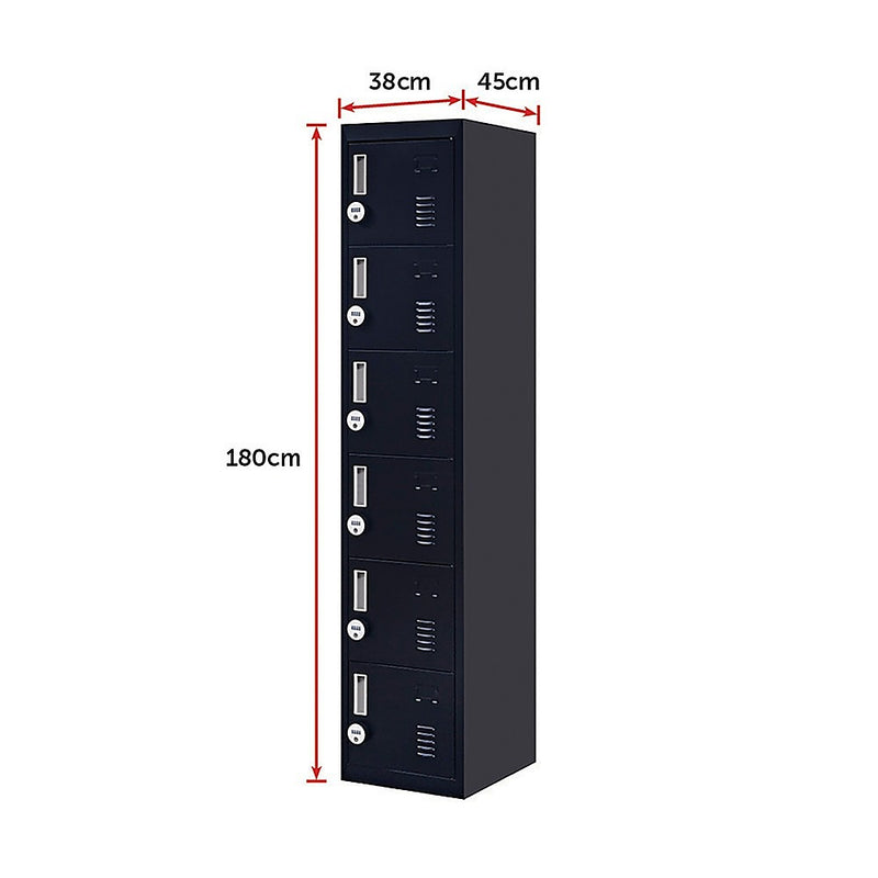 6-Door Locker for Office Gym Shed School Home Storage