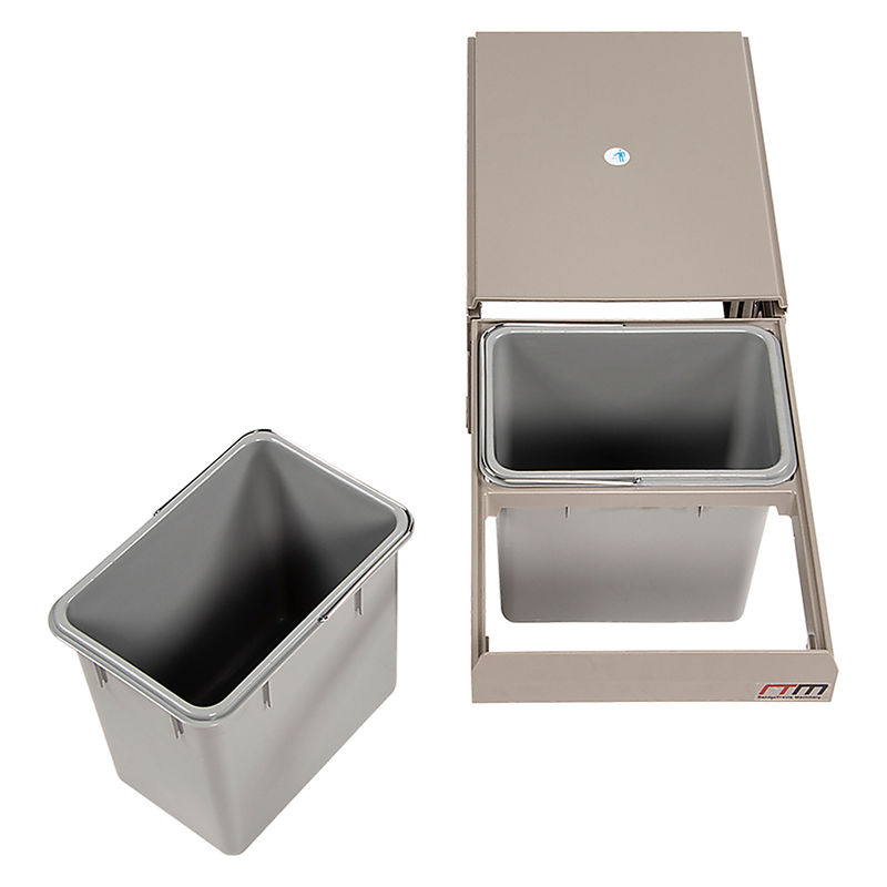 2x 15L Pull Out Trash Bin Dual Kitchen Garbage Waste Basket Cabinet Bin