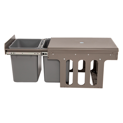 2x 15L Pull Out Trash Bin Dual Kitchen Garbage Waste Basket Cabinet Bin