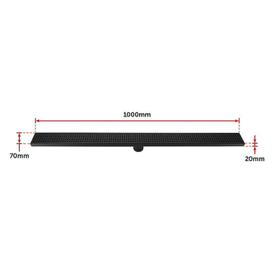 1000mm Bathroom Shower Black Grate Drain w/Centre outlet Floor Waste Square Pattern