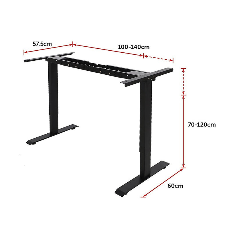 Palermo Standing Desk Sit Stand Height Adjustable Motorised Black Frame Only - Dual Motor