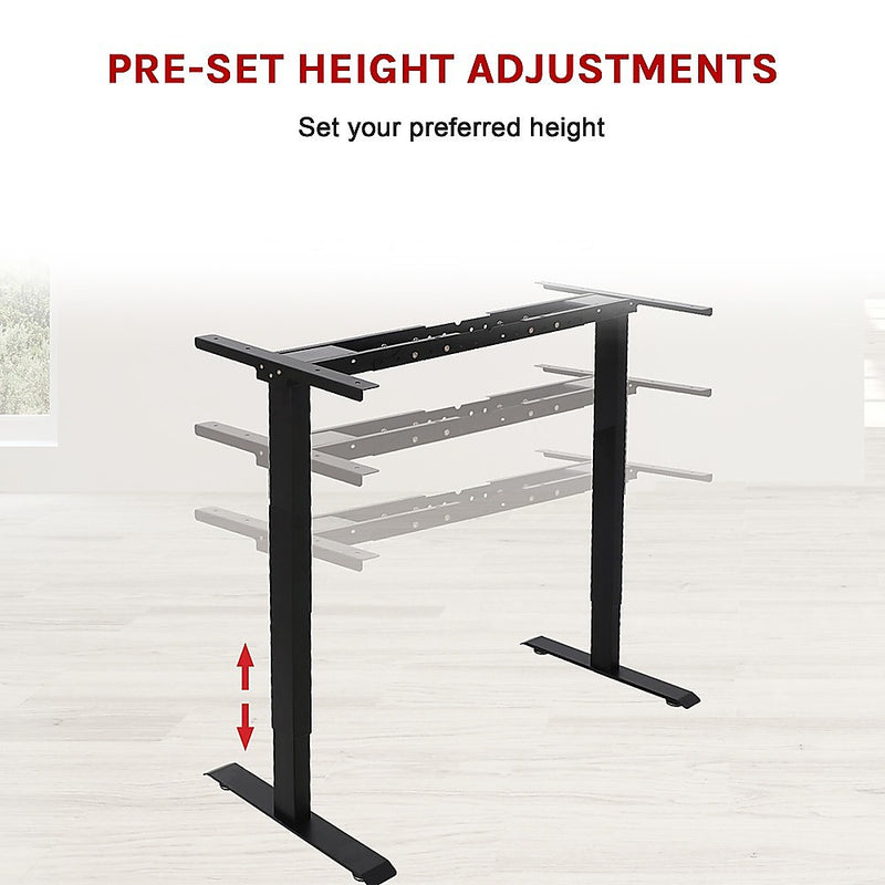 Palermo Standing Desk Sit Stand Height Adjustable Motorised Black Frame Only - Dual Motor