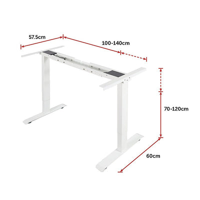 Palermo Standing Desk Sit Stand Height Adjustable Motorised White Frame Only - Dual Motor