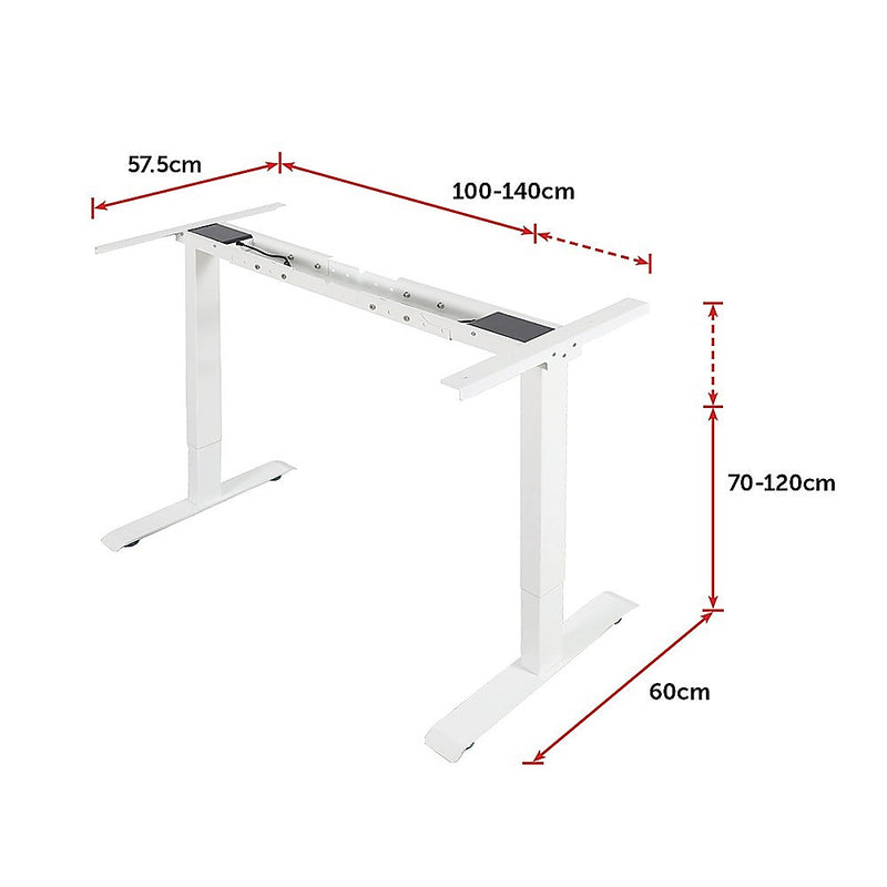 Palermo Standing Desk Sit Stand Height Adjustable Motorised White Frame Only - Dual Motor