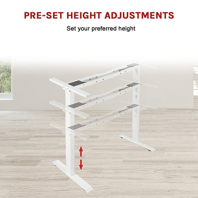 Palermo Standing Desk Sit Stand Height Adjustable Motorised White Frame Only - Dual Motor