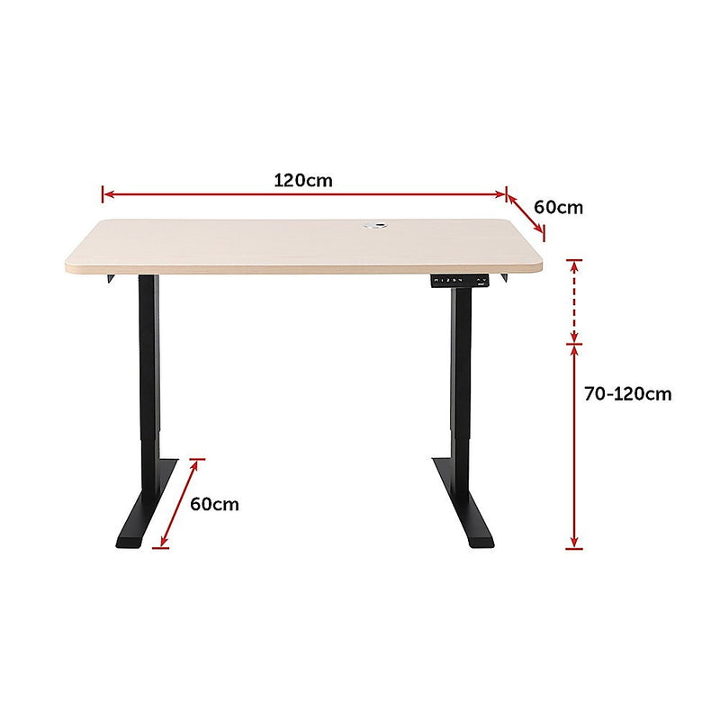 Palermo Standing Desk Sit Stand Height Adjustable Motorised 120cm Table Dual Motor