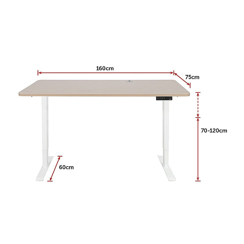 Palermo Standing Desk Sit Stand Height Adjustable Motorised 160cm Table Dual Motor