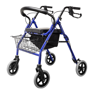 Rollator Walker Walking Frame With Wheels Zimmer Mobility Aids Seat Blue