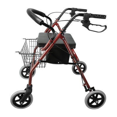 Rollator Walker Walking Frame With Wheels Zimmer Mobility Aids Seat Red