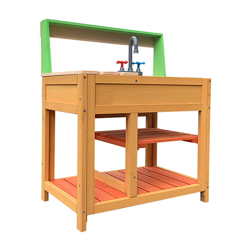 Childrens Outdoor Play Mud Kitchen Sand Pit with Display Shelf