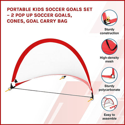 Portable Kids Soccer Goal Set with Cones