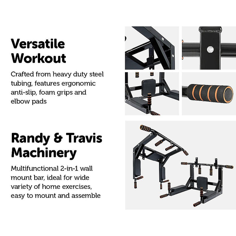 Heavy Duty Wall Mounted Power Station - Knee Raise - Pull Up - Chin Up -Dips Bar