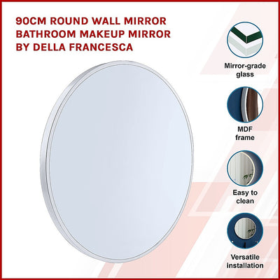 90cm Round Wall Mirror Bathroom Makeup Mirror by Della Francesca