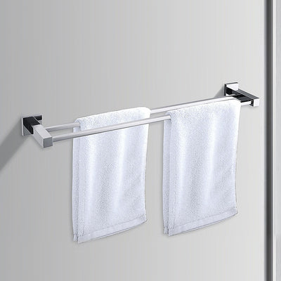 Double Classic Chrome Towel Bar Rail Bathroom